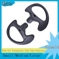 RISENKE-Transparent Tube Type Earpieces, Molded Headset, Walkie Talkie Accessories, Black, Small, Medium, Large, 1Pair