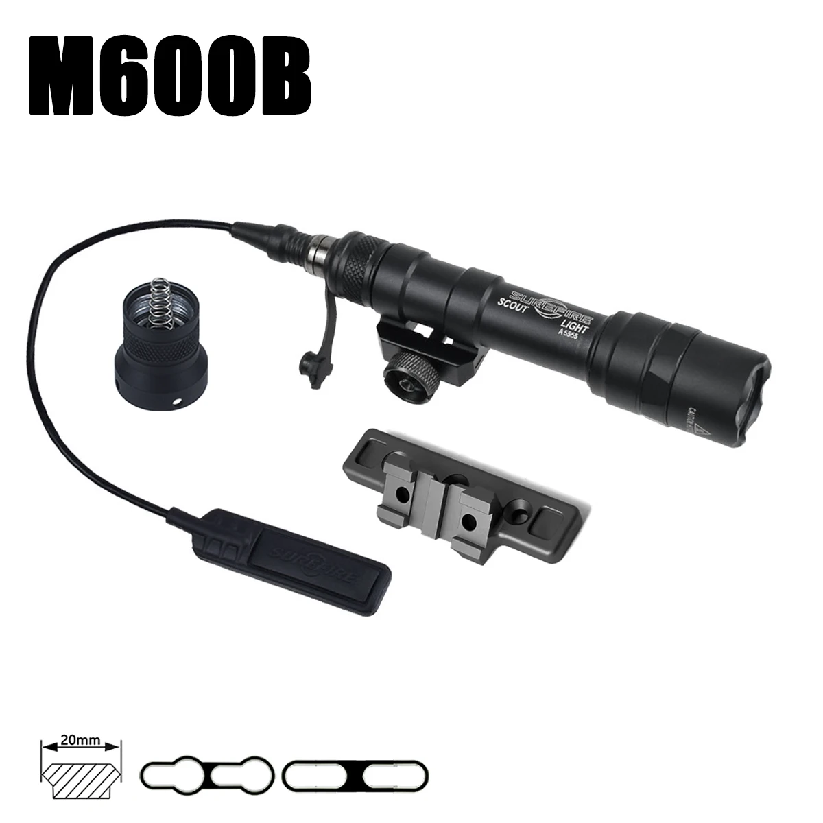 Surefire M600C M600B Flashlight with Offset Side Mount Fit 20mm M-LK Keymod for Tactical AR15 M300 M600 Scout LED Light