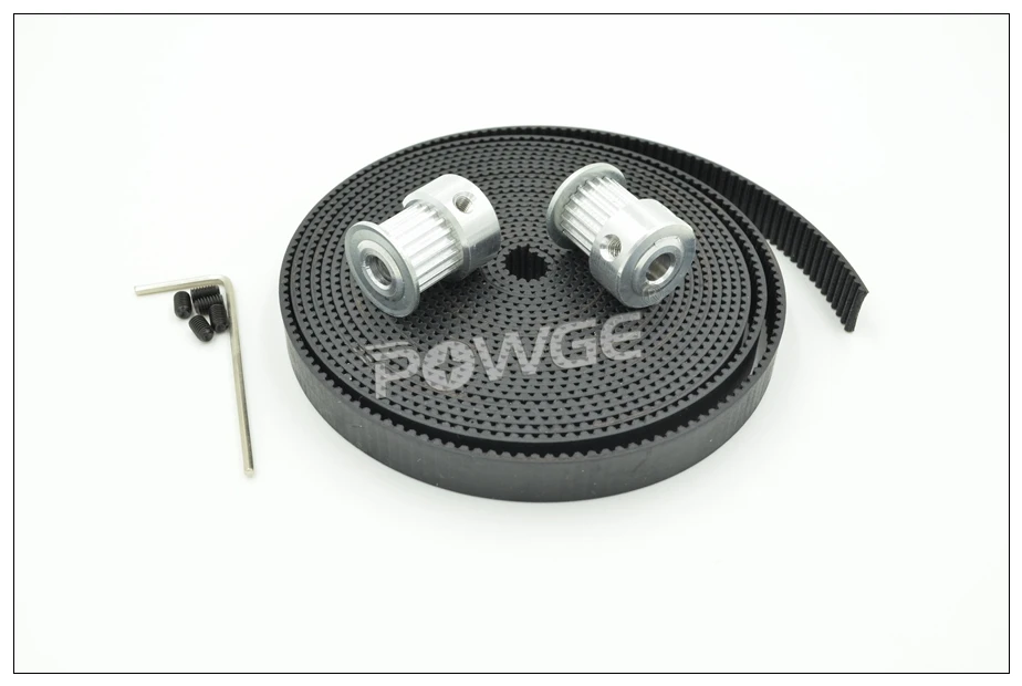POWGE 2pcs 20 Teeth 2GT Pulley Bore5/6.35/8mm + 2meters GT2 Synchronous Belt W=9mm 20T 20Teeth GT2 Timing Belt Pulley 20-2GT