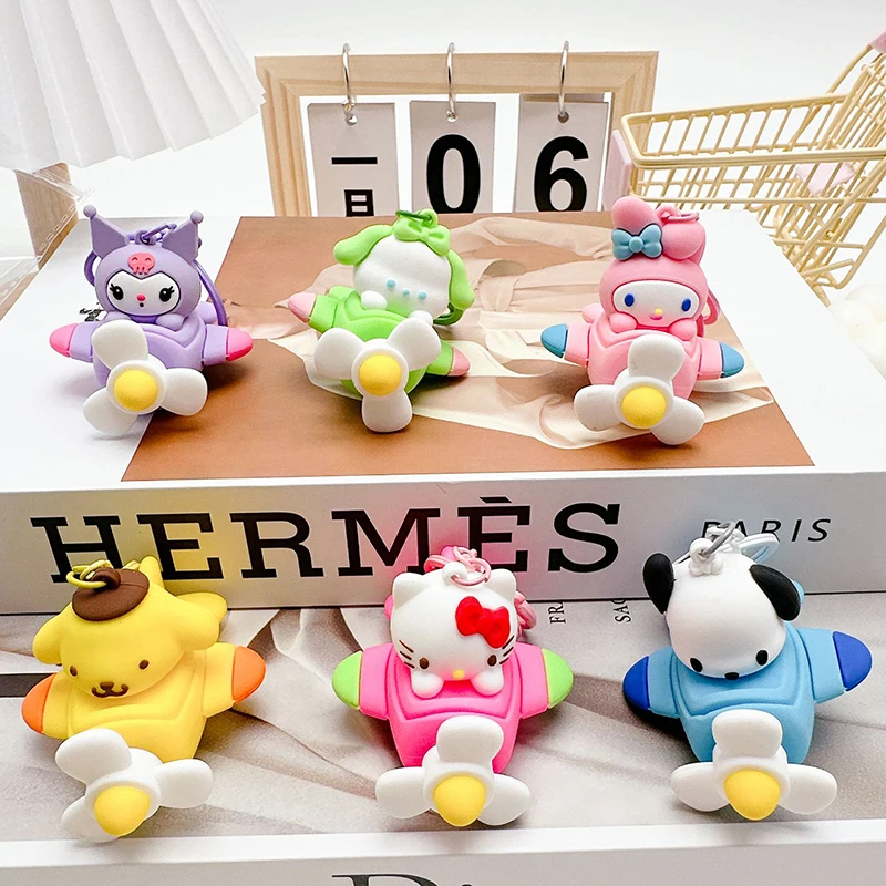 

1 шт. Sanrio вращающийся маленький самолет мультяшный брелок милая кукла ключ от машины кулон студенческая школьная сумка кулон подарок