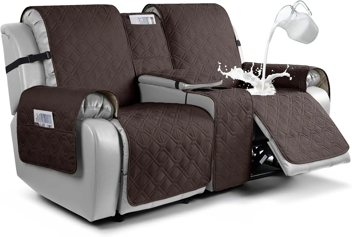 

Waterproof Loveseat Recliner Cover with Console, Non-Slip Split Design for Pets and Furniture Protection