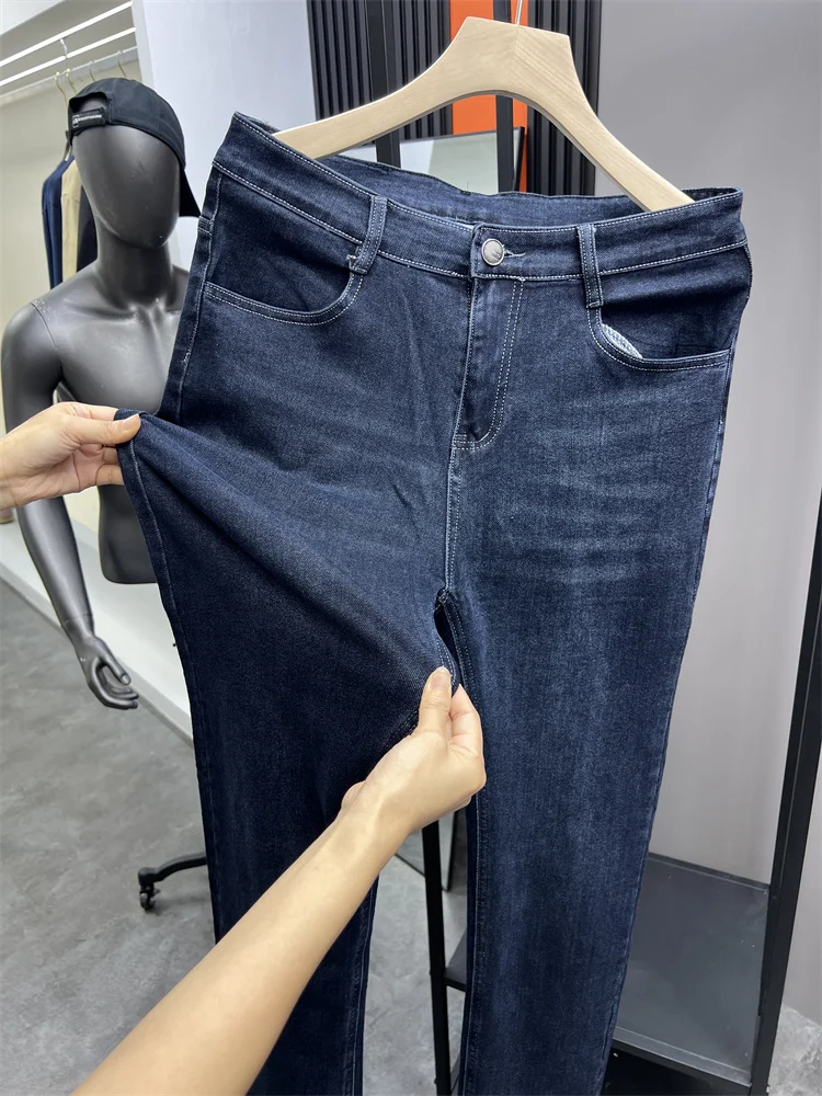 

Soft And High Elastic Straight Leg Casual Jeans for Men Busin Commuter Spring Autumn Season mid Waist Fit Long Pants