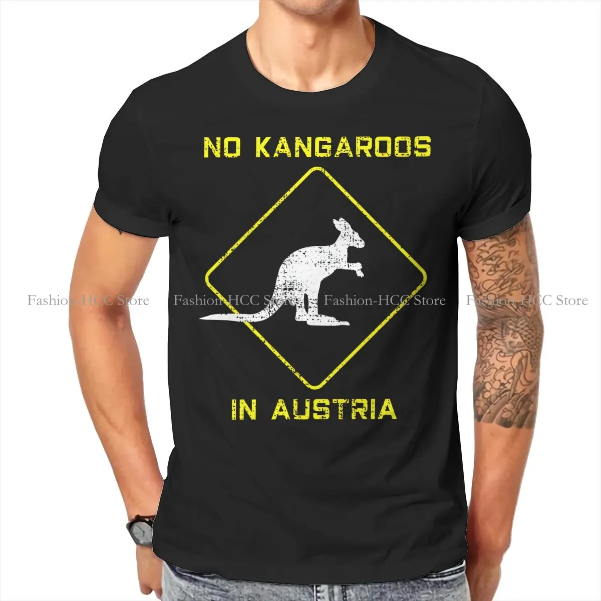 Line Newest TShirts Australian Kangaroo Men Graphic Fabric Streetwear T Shirt Round Neck 