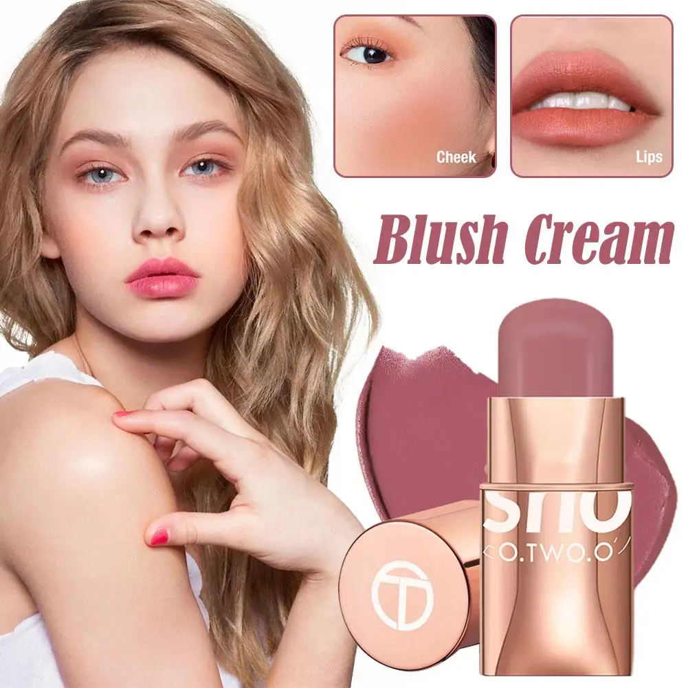 Smoky Rose Blush Stick Cream, Matiz Suave Bochecha, Face Blush, Nude Natural, Contorno Monocromático Fosco, Maquiagem Damasco, S6K9, 1Pc