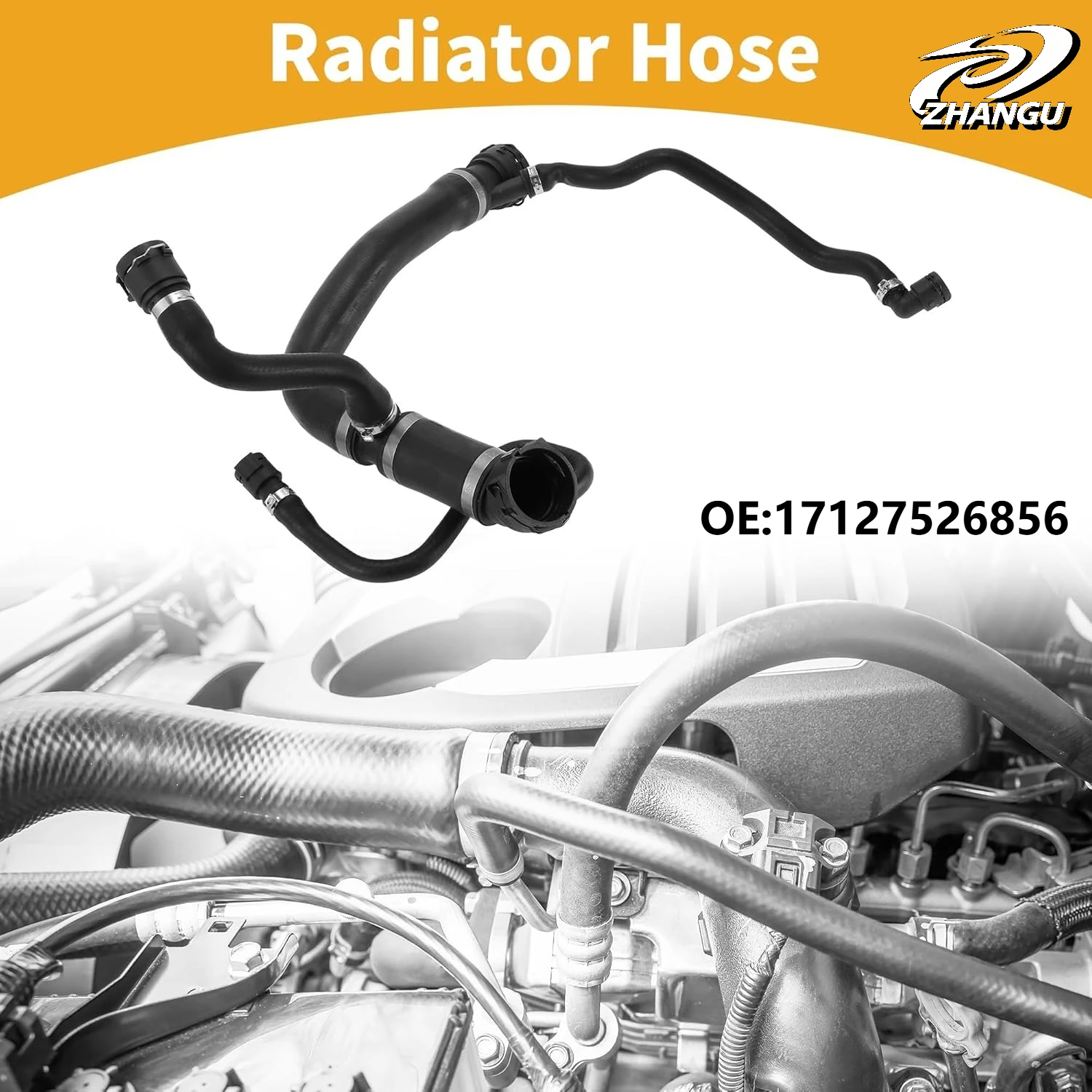

High Quality For 2003-2006 BMW E53 X5 4.4i Upper Radiator Coolant Water Hose Replacement 17127526856 Rubber Black Good Sealing