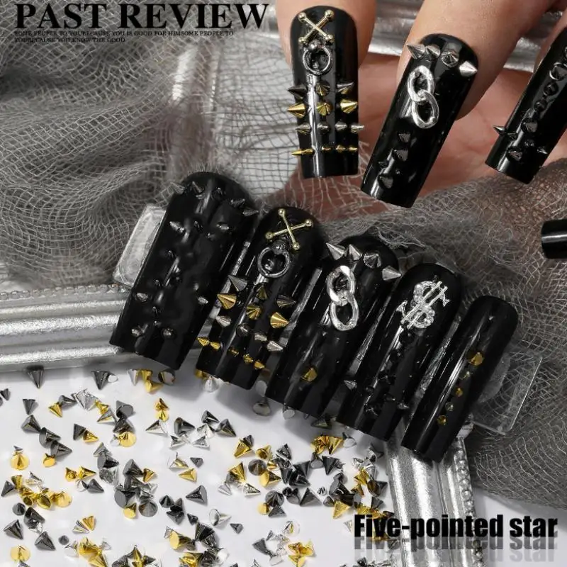 100/1000Pcs Punk Metal Rivet Nail Charms 1.5/2/3mm Cone Black Silver Gold Studs Nail Jewels Decoration DIY Crafts Manicure