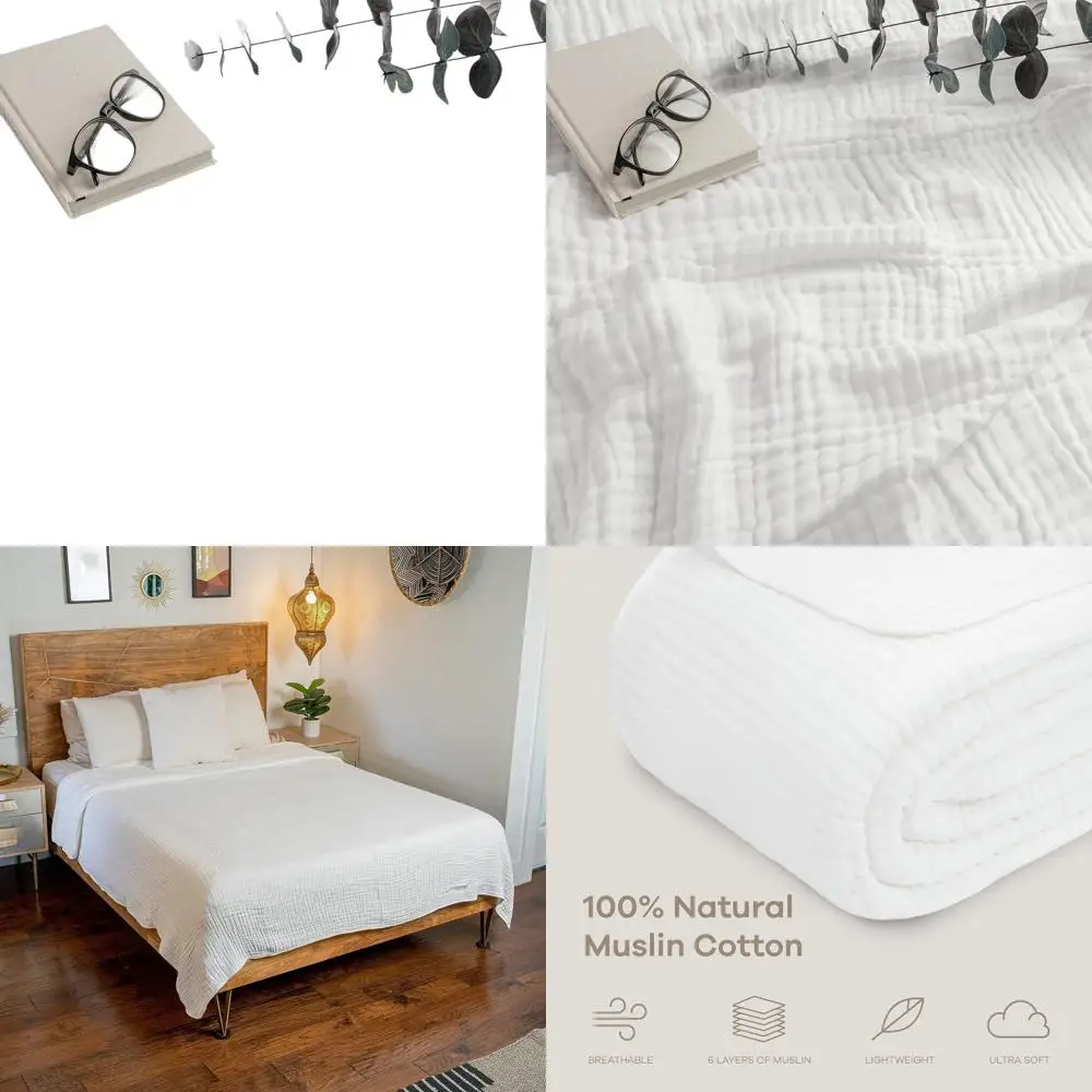 

6-слойное муслиновое одеяло King Size 108x90 — мягкое, дышащее, легкое, легкое одеяло для взрослых, которое можно стирать в машине — всесезонный дизайн в США