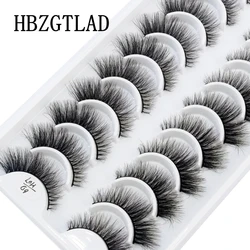 HBZGTLAD nuevo 10 pares de pestañas postizas largas naturales maquillaje grueso pestañas de visón 3d extensión de pestañas pestañas de visón para belleza