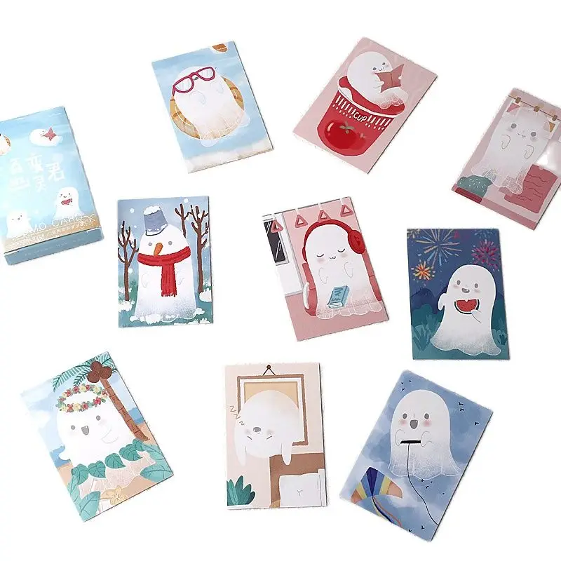 

28 Sheets/Set Lovely Changeable Ghost Lomo Card Cartoon Mini Postcard Message Card Christmas Gifts