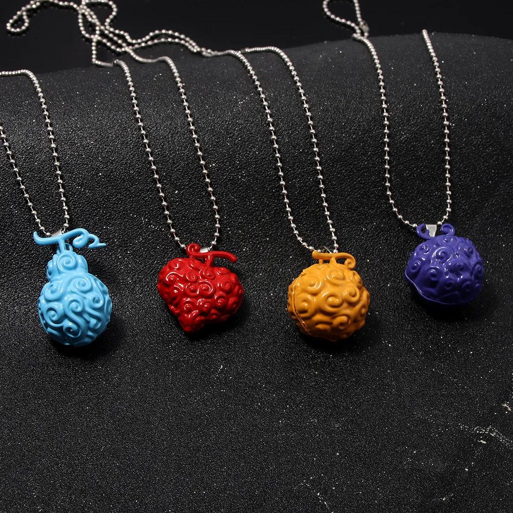 Anime One Piece Devil Fruit Necklace Figure Ace Luffy Model Kids Creative Toys Gift Metal Cosplay Pendant Collectible Decoration