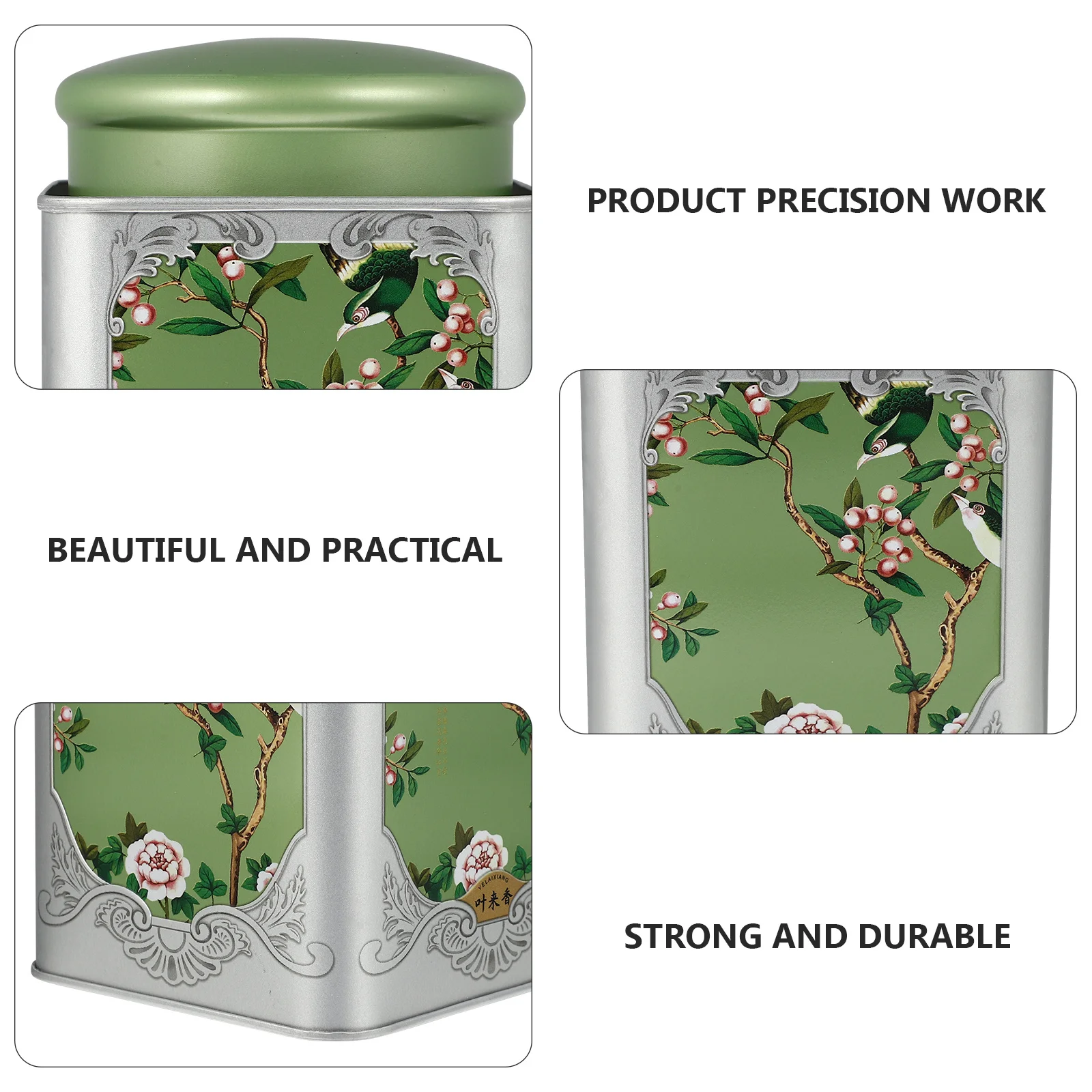 

Sealed Canister Square Tinplate Storage Jar For Loose Leaf Tea Candy Snacks Airtight Container Tea Packaging Jars