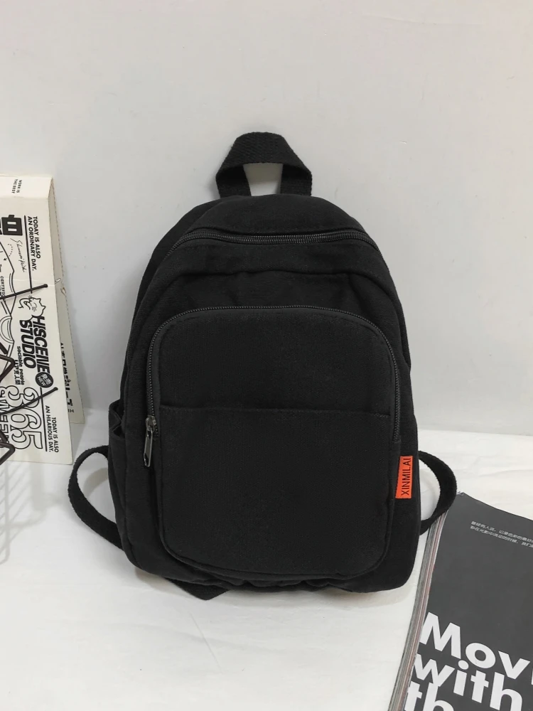 Casual Canvas Small Backpack Women's 2025 New Trend Harajuku Double Shoulder Bag Korean Version College Students Versatile Tr...