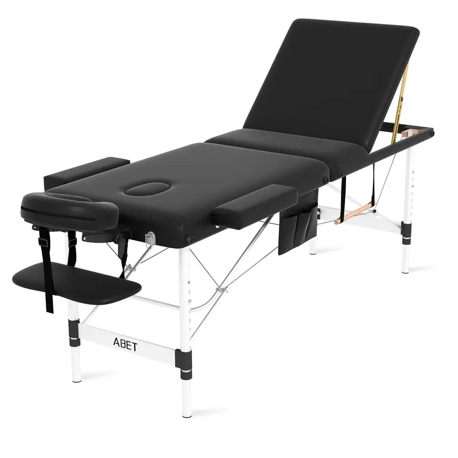 Mesa de masaje, cama de spa para tatuajes de pestañas profesional portátil de 3 pliegues, mesa facial compacta de altura ajustable de 23,5 de ancho con desmontable