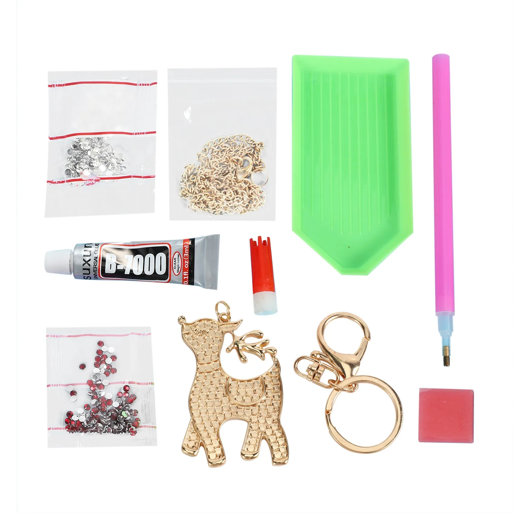 ABHU Diy Handmade Diamond Keychain Rhinestone Bag Pendant Keyrings Deer Chain Key Chains