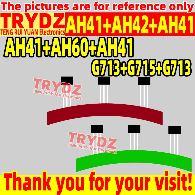 1 unidad, juego de tres piezas AH41 AH42 AH41 AH60 G713 G715 G3141 G3146 para motocicleta eléctrica, motor de onda sinusoidal, diodo Hall, transistor, Nuevo