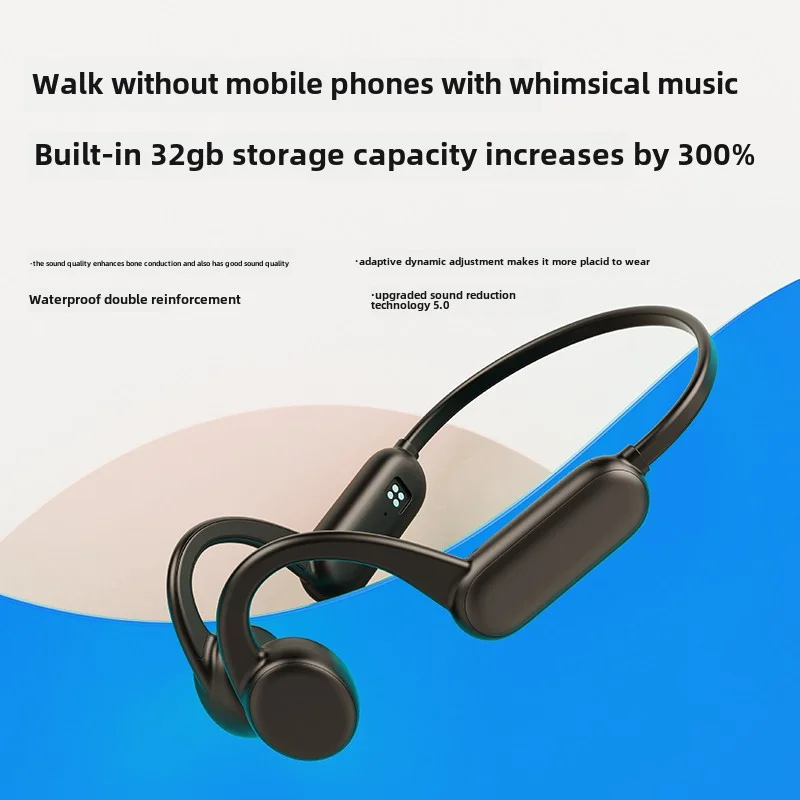 Cuffie a conduzione ossea con memoria da 32 g, batteria a lunga durata, ascolto di musica, cuffie da nuoto, cuffie Bluetooth wireless