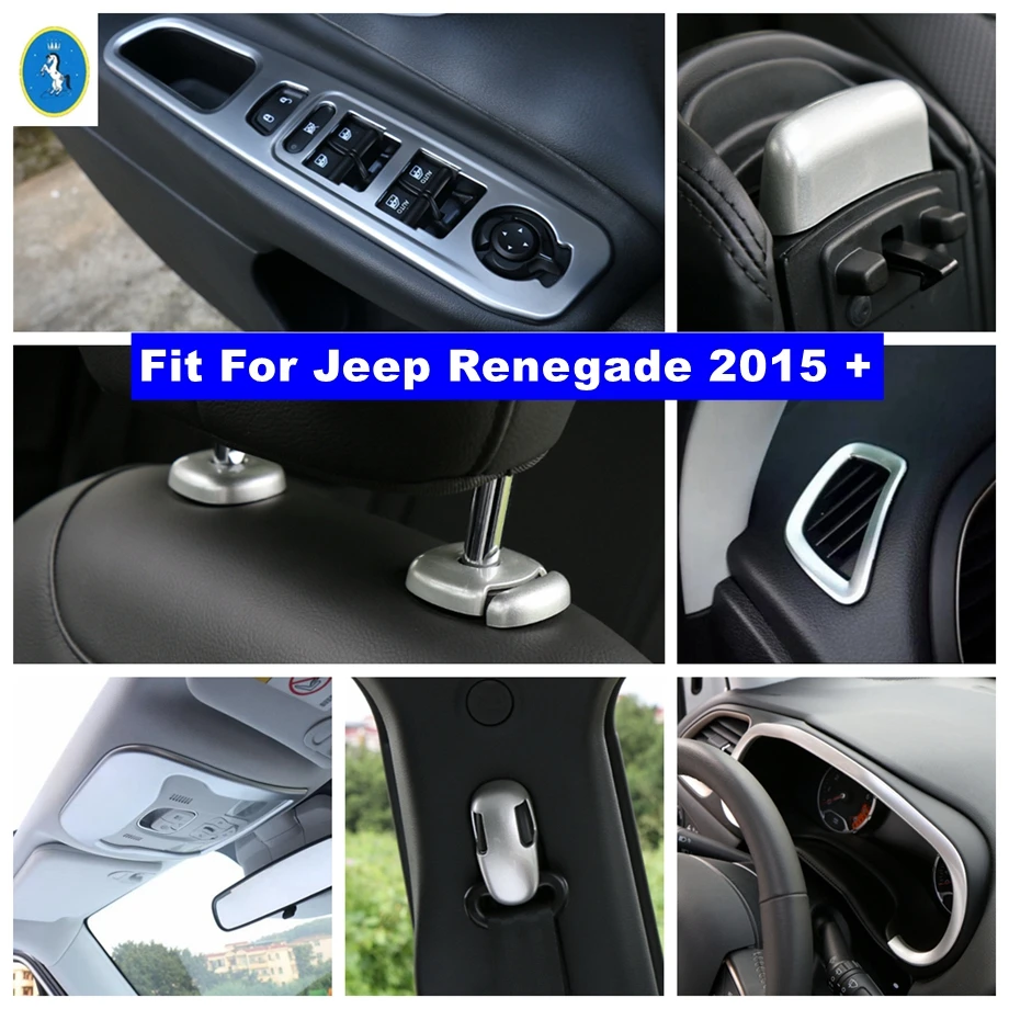 

Car Accessories Dashboard Air AC Vent / Reading Lights / Window Lift Button Panel Cover Trim For Jeep Renegade 2015 - 2020 Matte