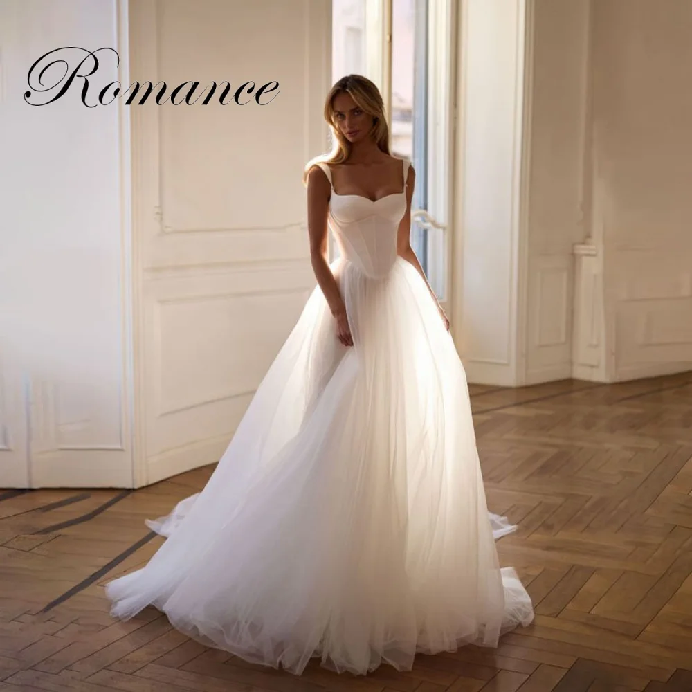 Elegant Sweetheart A-Line Wedding Dress Women 2026 Pleat Tulle Spaghetti Straps Lace-up Sleeveless Vestidos De Novia Customized