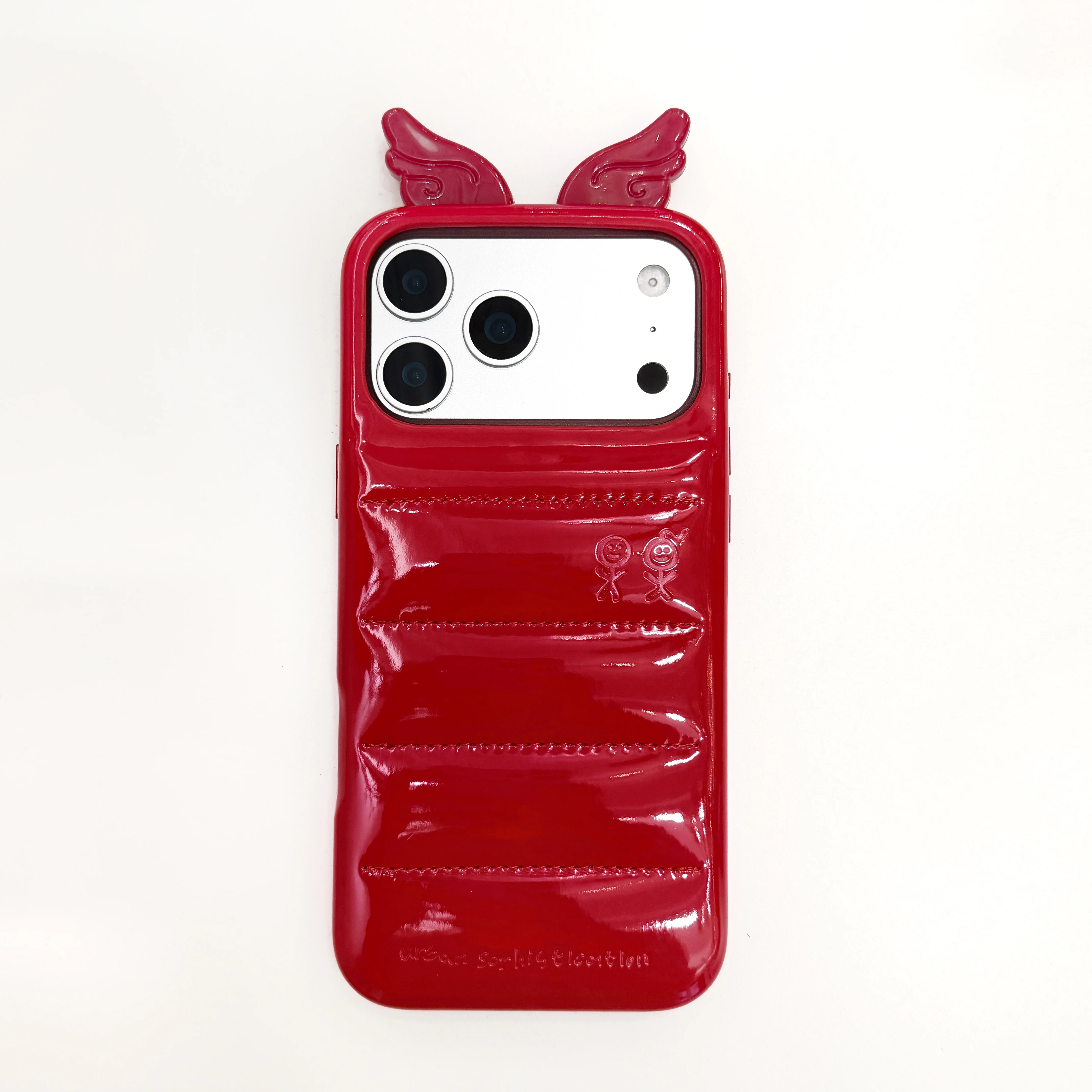 Cartoon Leuke Hoge Kwaliteit Lederen Vleugel Donsjack Schokbestendig Telefoon Case voor IPhone 17 16 15 Pro Max Anti-drop nieuwe Kleur Cover