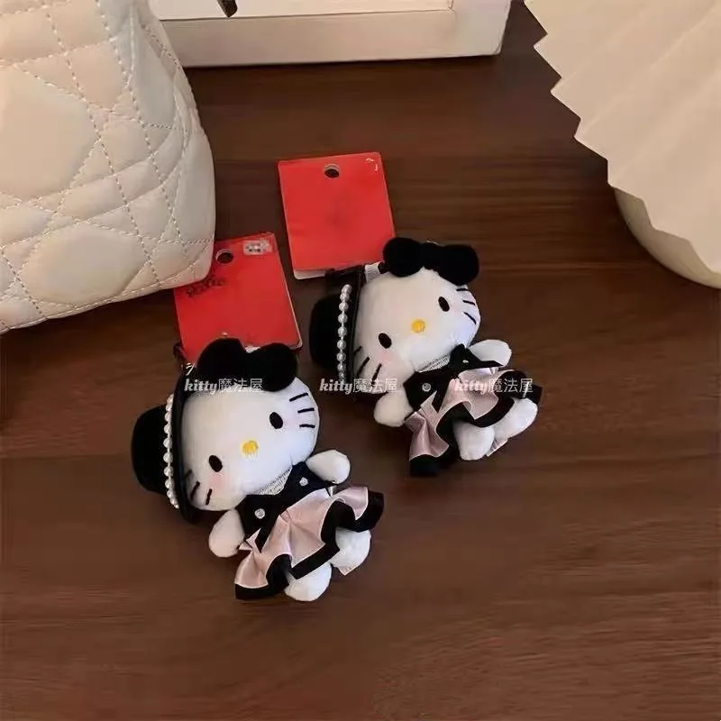 Sanrio Hello Kitty атласная юбка сумка кулон плюшевый кулон брелок кавайная шляпа изысканные куклы подарок на день рождения для девочек