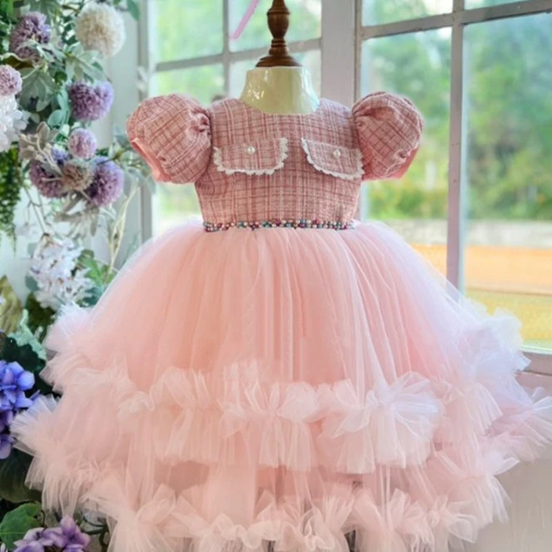 

Fluffy Lace Baby Girl Party Dresses Toddler 1 Yrs Birthday Dress for Baby Girls Clothes Princess Baptism Dress Wedding Prom Gown