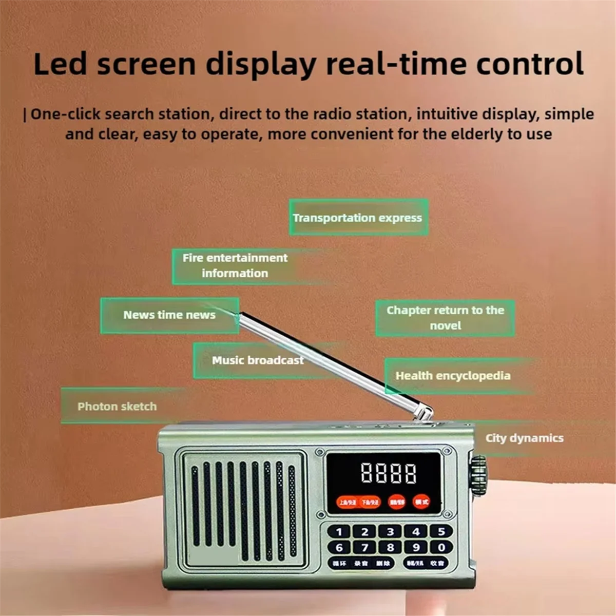 راديو DAB محمول في حالات الطوارئ قابل لإعادة الشحن بلوتوث صندوق الصوت AM FM راديو صغير عتيق هام مكبر صوت مشغل Mp3 رمادي