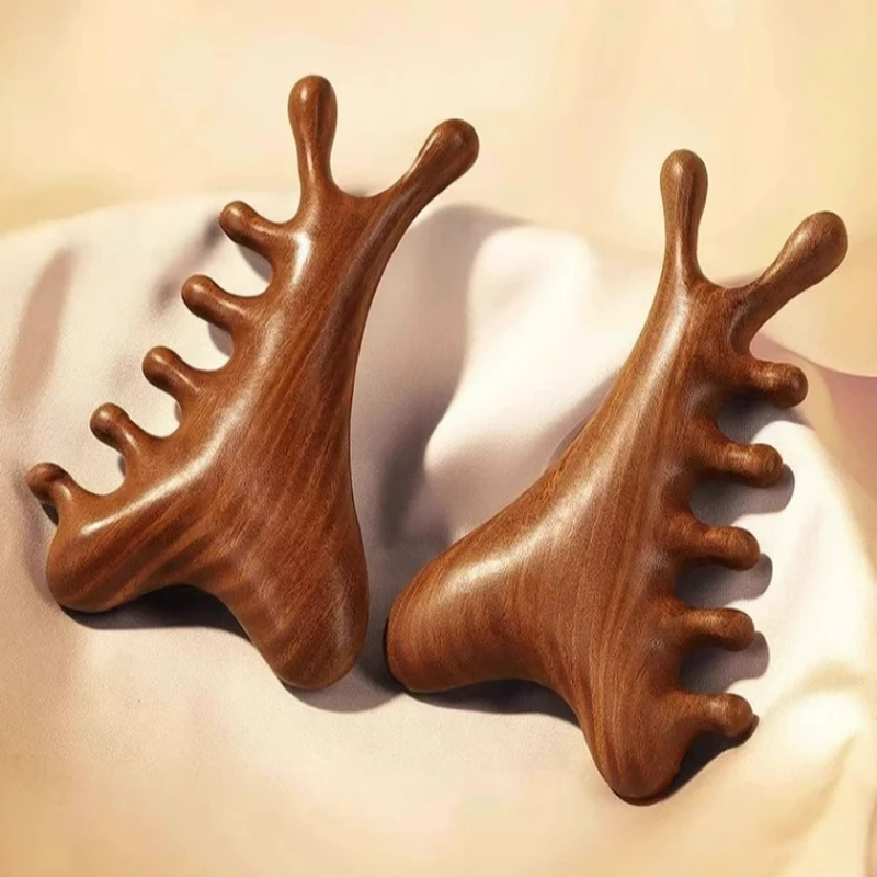 

Head Body Massager Neck Face Health Care Massage Tool Meridian Scalp Four-in-one Sandalwood Comb Massage Acupoint Nose Scraper