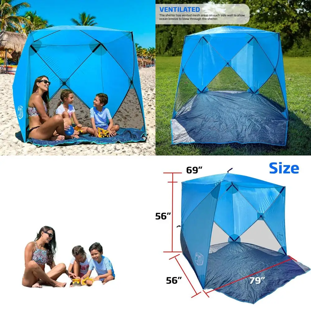 

Портативная пляжная палатка-тент с защитой от солнца и УФ-излучения на 4 человек, с расширяемым дном, идеально подходит для активного отдыха на природе