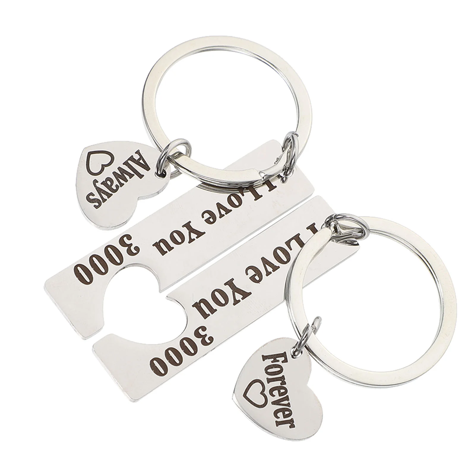 2 Pcs Couple Keychain Matching Key-chain Paired Keychains Love You 3000 Keyrings for Car Keys Couple's Boy Friend