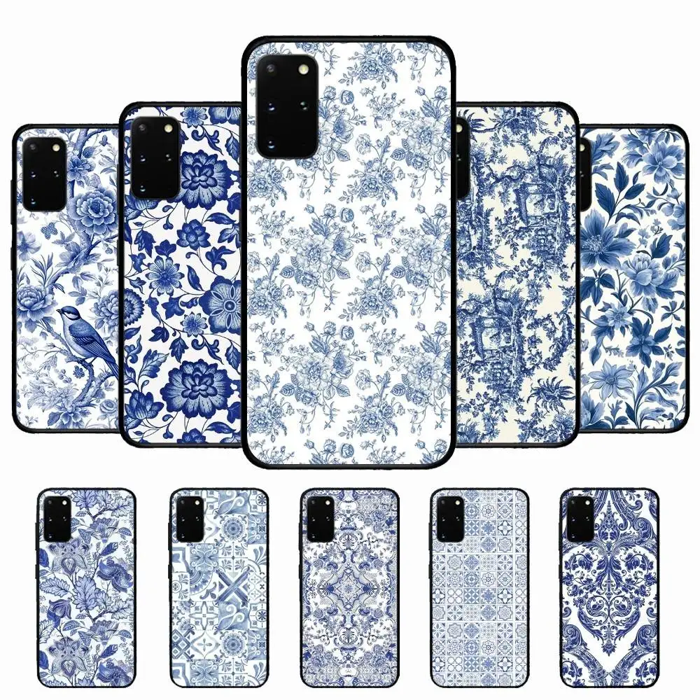 

Classic Retro Blue And White Porcelain Phone Case For Samsung S 9 10 20 21 22 23 30 23 24 Plus Lite Ultra FE S10lite Funda