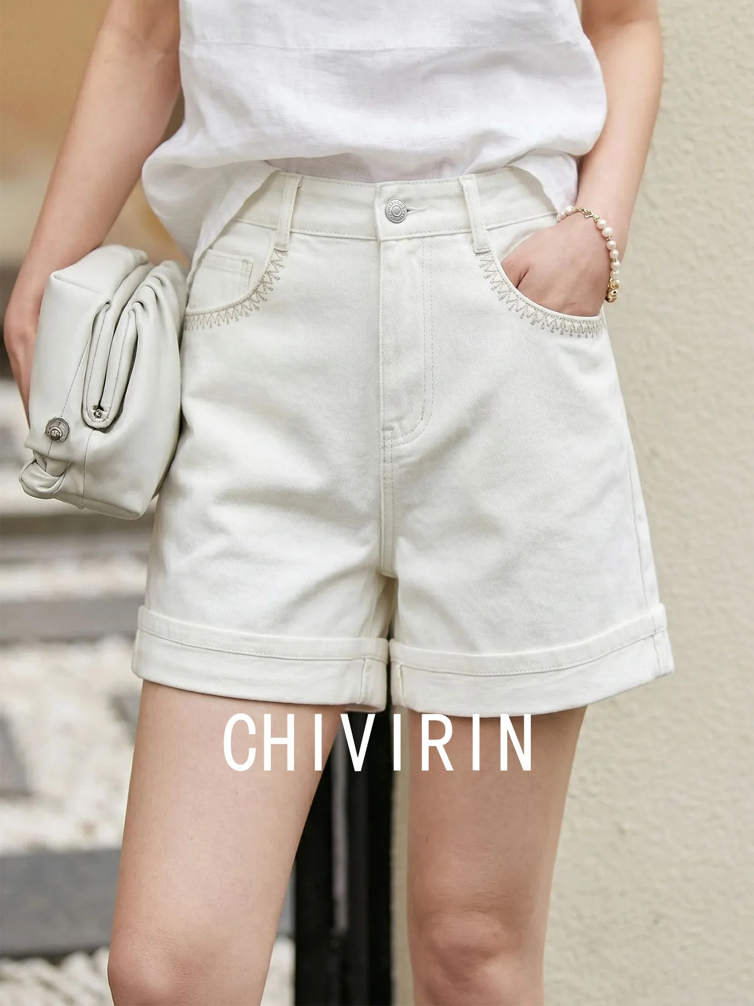 

Женские летние джинсовые шорты Chivirin с высокой талией, свободные, широкие, повседневные, для похудения, из хлопка