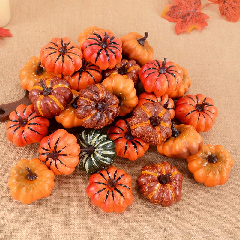 1Pc Mini Simulation Pumpkin Artificial Vegetable Halloween Autumn Decoration for Home Harvest Thanksgiving DIY Craft Supplies