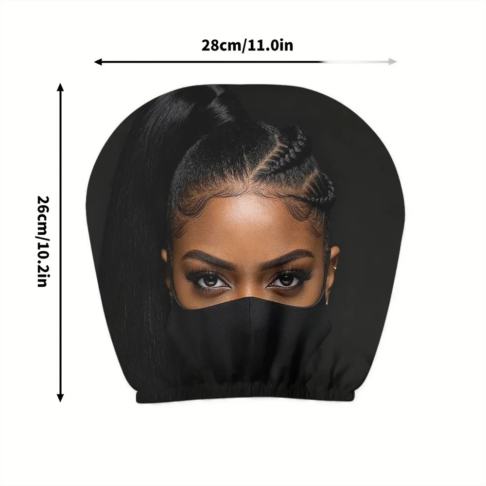 2pcs Car Headrest Cover With Masked Figure Print Braided Hair Suitable For Long Distance Road Trips Washable Headrest