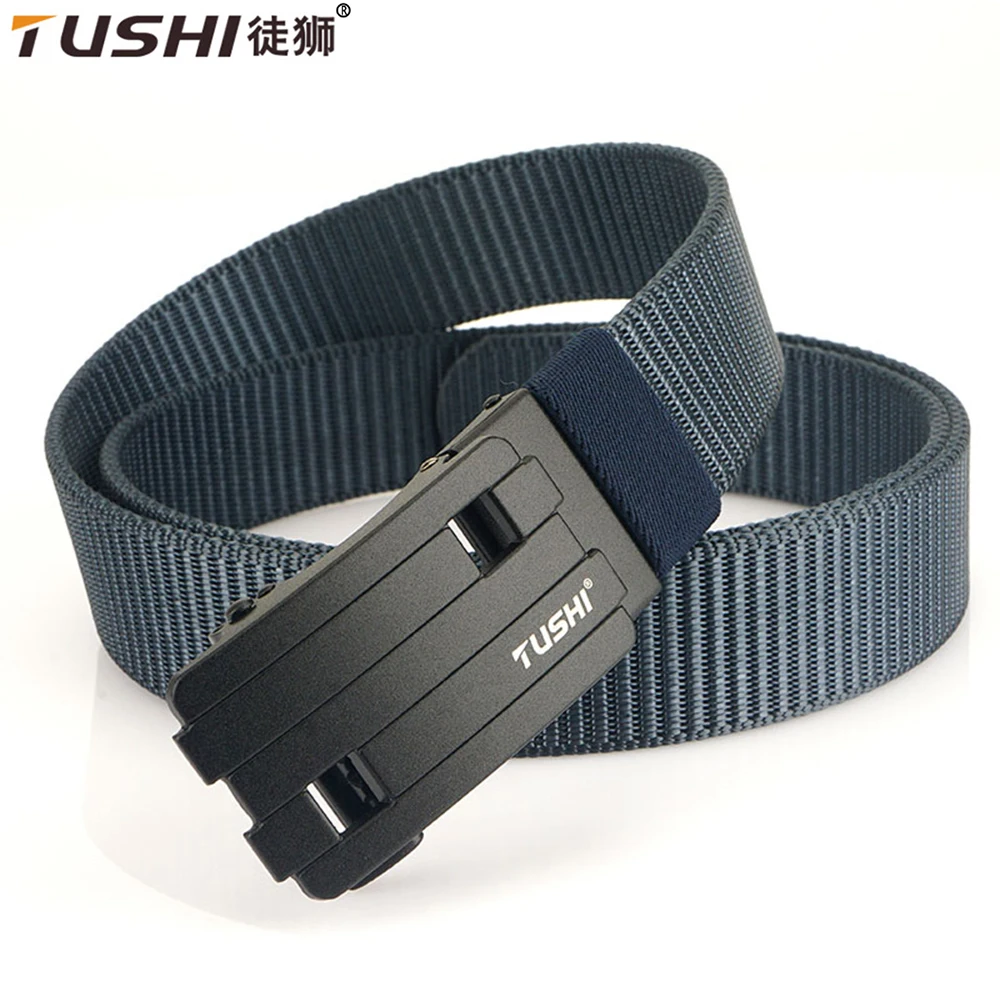 

TUSHI New Nylon Automatic Buckle Men Belt Outdoor Tooling Jeans Solid Color Canvas Waistband High Quality Tactical Belt for Men