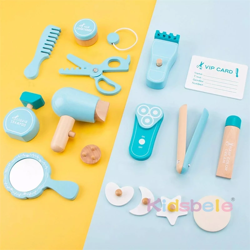 18x Kids Beauty Pretend Play Barber Toolbox Hairdresser Toys Hair Styling Set Makeup Toy for Toddlers Kids' Pretend Play