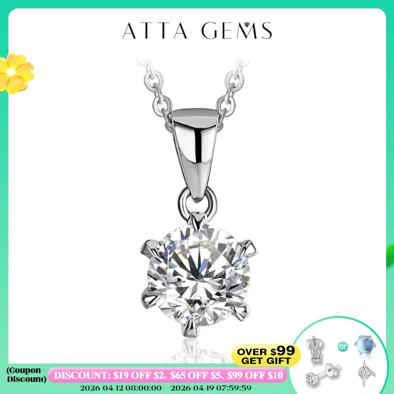 

925 Silver Rhodium plating 1 Carat VVS1 Diamond Test Round Shape Moissanite Pendant Necklace Women Classic Gemstone Necklace