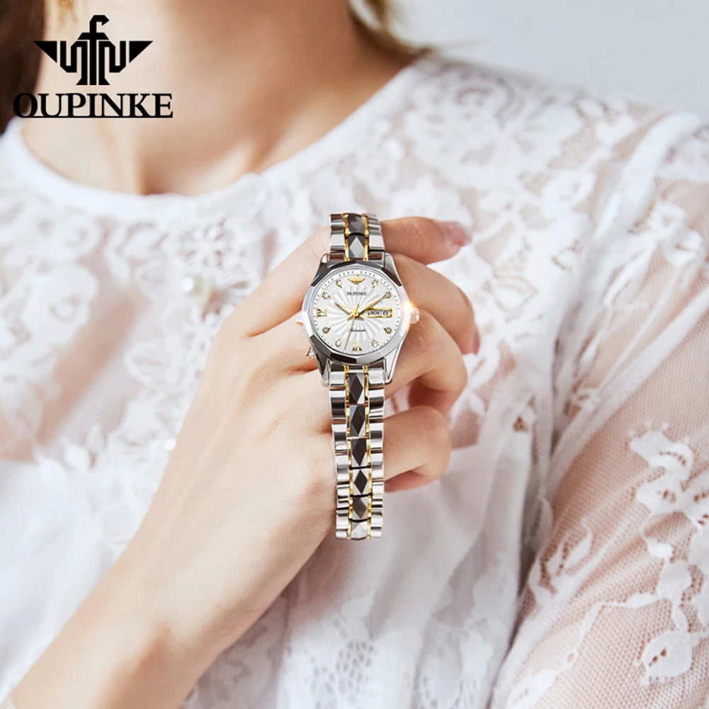 OUPINKE-Reloj de pulsera mecánico para mujer, conjunto de relojes de marca de lujo, movimiento automático importado de Japón, 3169