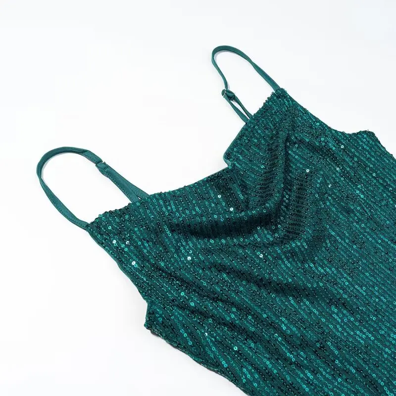 Vestido de tirantes finos con lentejuelas y purpurina de verano para mujer, llamativo y brillante para fiesta, club nocturno, boda, cumpleaños, cóctel