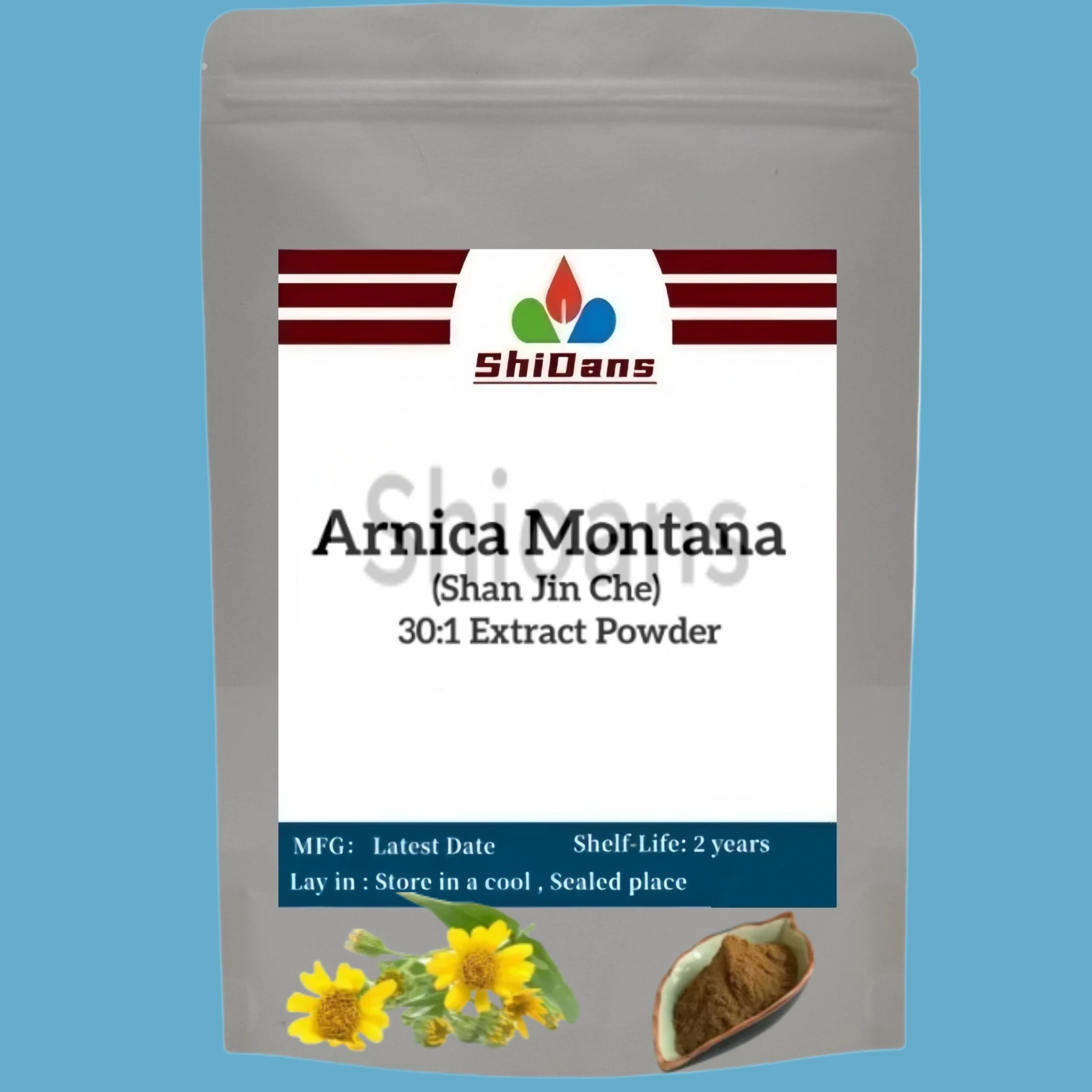 

8DYH по всему миру, 100% чистая пропорция, экстракт Arnica Montana, сумка из алюминиевой фольги, упаковка для глобальных дистрибьюторов