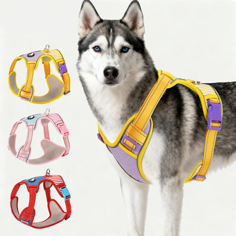 

No Pull Dog Harness Adjustable Reflective Oxford Easy Control Medium Large Dog Harness with A Free Heavy Duty 5ft Dog Leash