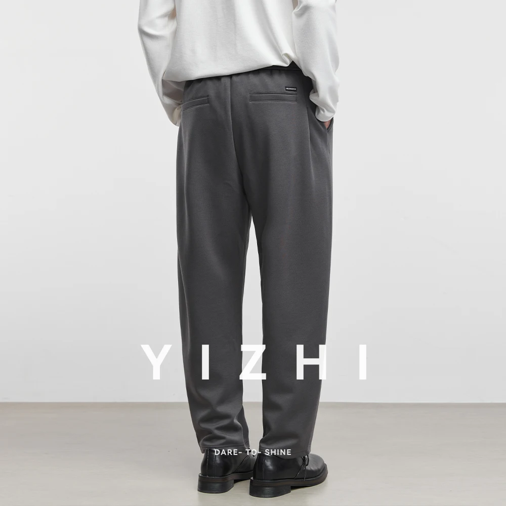 موضة الرجال متماسكة مستقيم فضفاض ثنى سراويل تقليدية 2025 الخريف والشتاء جديد كل مباراة السراويل بنطال ذو قصة أرجل واسعة #2