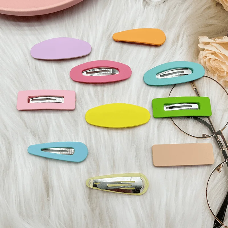 10 teile/satz Snap Haar Clips BB Haarnadel Candy Farbe Metall Barrettes für Kinder Frauen Mädchen Styling Haar Zubehör – Detail 7