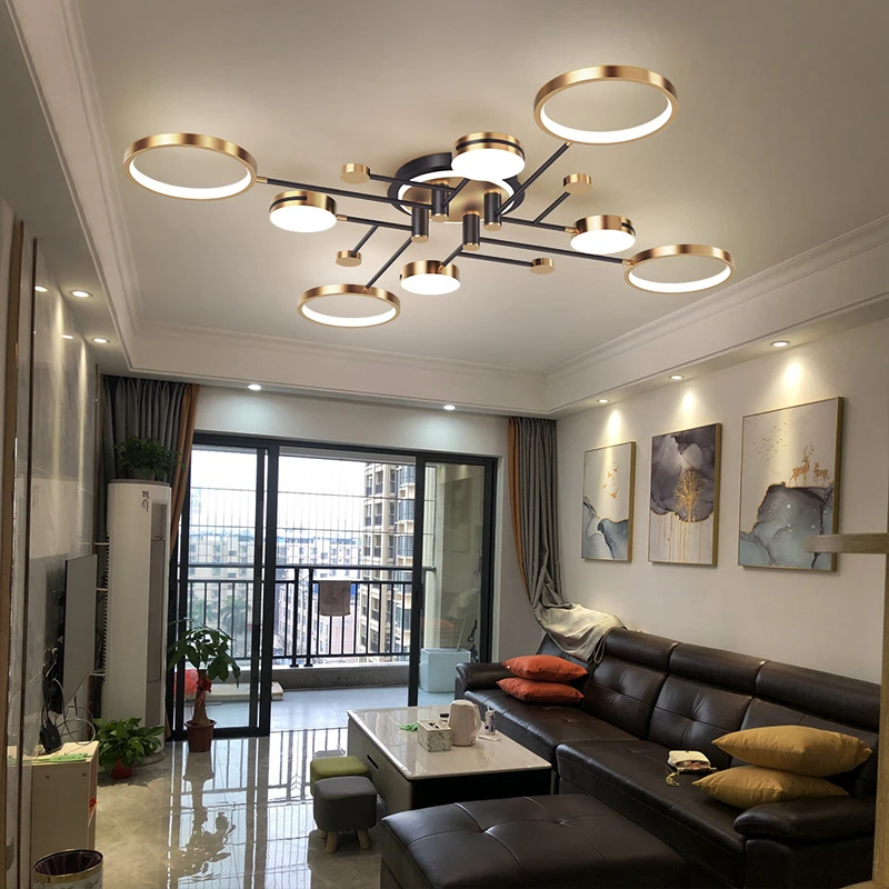 Modern Led Pendant Light Lighting For Living Dining Room Bedroom Ceiling Chandelier Gold/Black Decoration Nordic Lamps AC90-260V