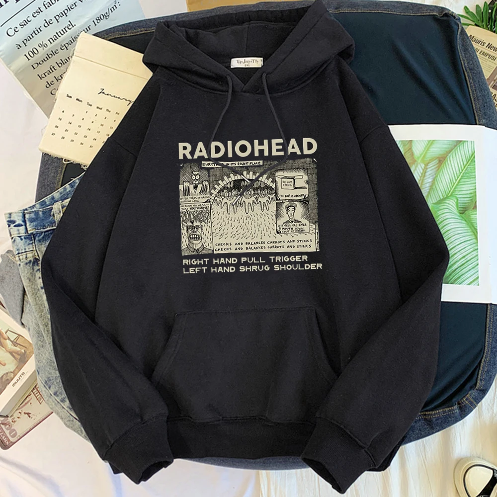 Fashion Radiohead Hoodie for Men/Women Rock Band Music Fans Sweatshirts Oversized Graphic Clothes Harajuku Couple Sweatshirt Man