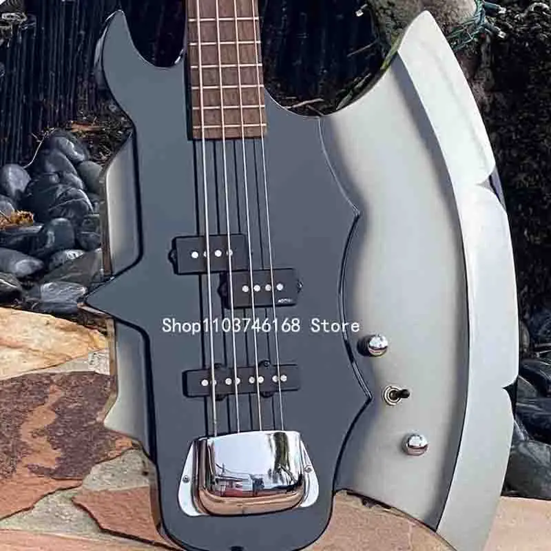 KISS 4 String bass Guitar/GS-Axe 2 Gene Simmons bass Reverse Silverburst/Free shipping