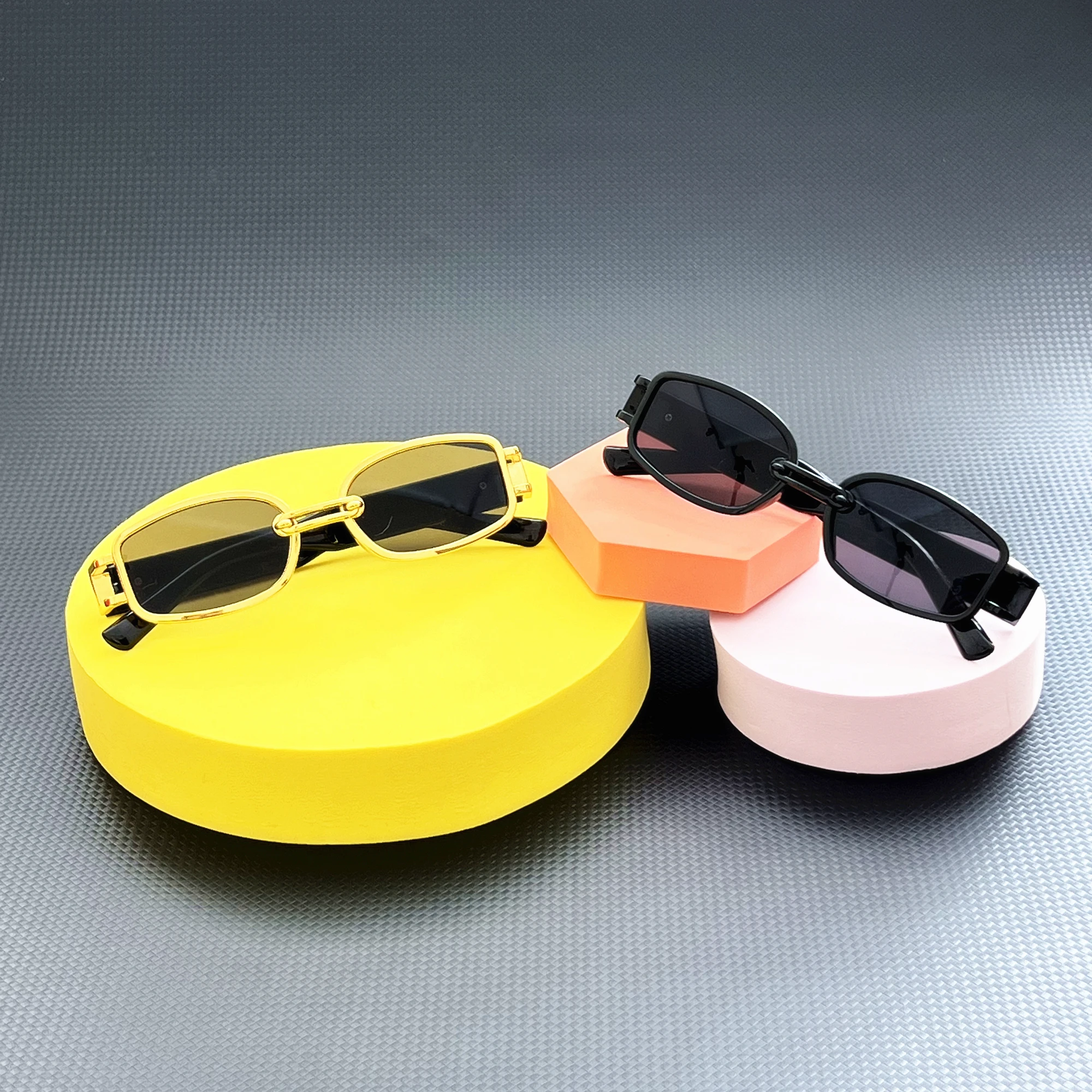 2 أزواج أزياء خمر مستطيل النظارات الشمسية النساء الشارع التصوير العلامة التجارية خمر نظارات السفر الرجال خمر فاسق النظارات