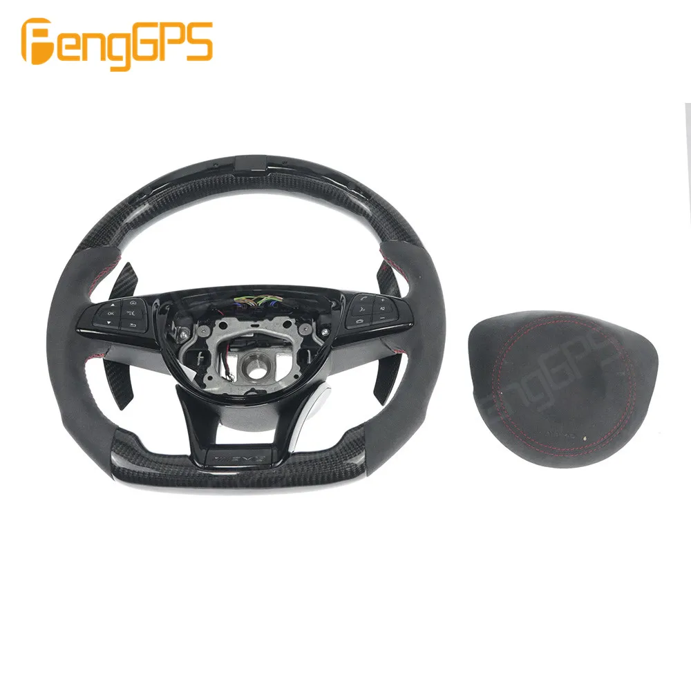 For Mercedes Benz C Class C63 Car Steering Wheel Carbon Fiber Car Steering Wheel Buttons Multimedia Player Android