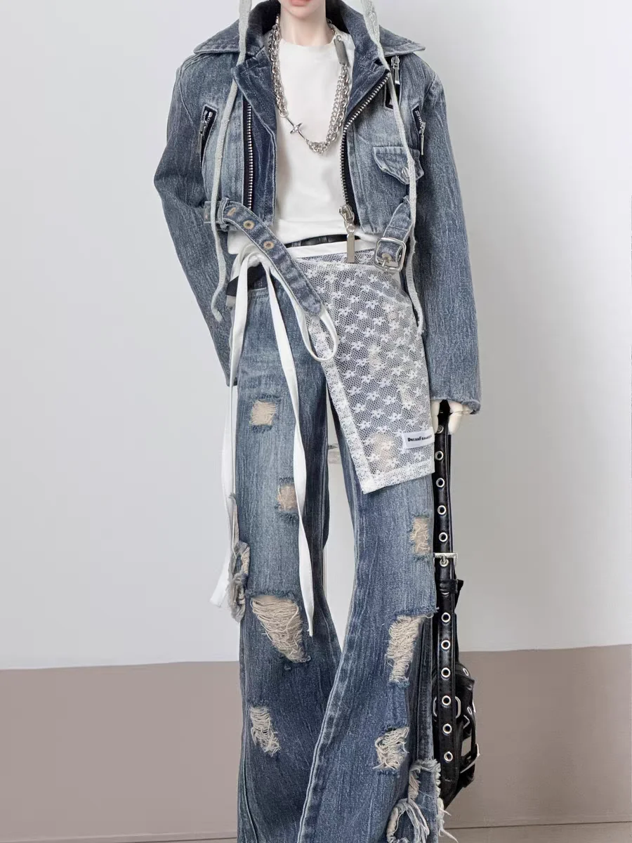 BJD doll clothes suitable for Uncle 70 ID75  77 size new washed denim jacket+denim pants two-piece set for men