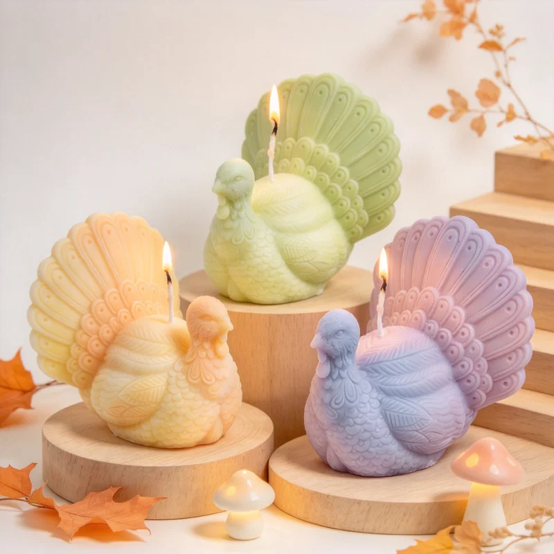 3D Türkei Silikon-Kerzenform, Herbst-Dankfest-Wachsform für DIY-Seife, Harz, Gips, Weihnachtsbaum, Weihnachtsmann, Heimdekoration, Geschenke