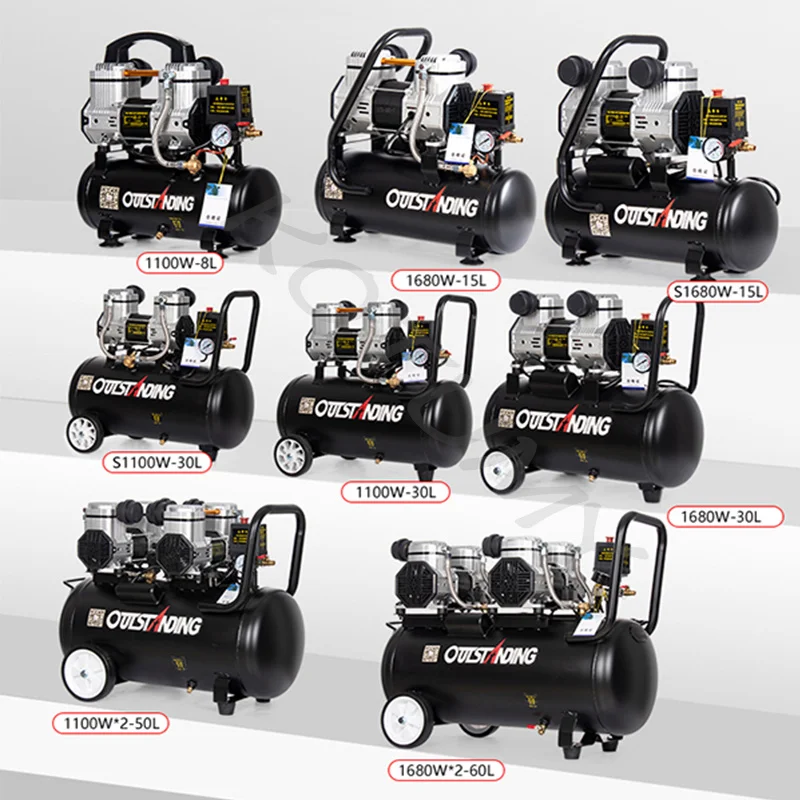 8L 小型エアコンプレッサー車のタイヤインフレーターポンプポータブルサイレントオイルフリーエアコンプレッサーポータブル木工エアポンプ